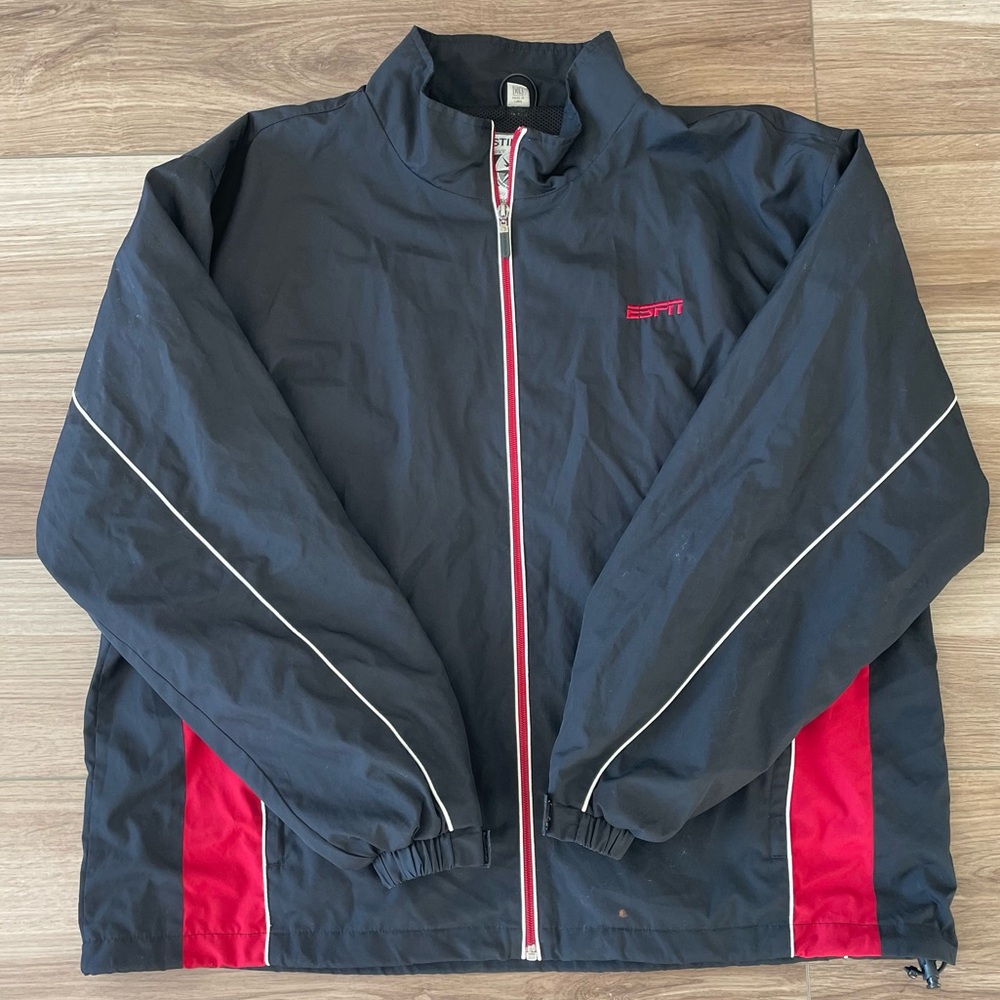 ESPN Red and Black Windbreaker Jacket